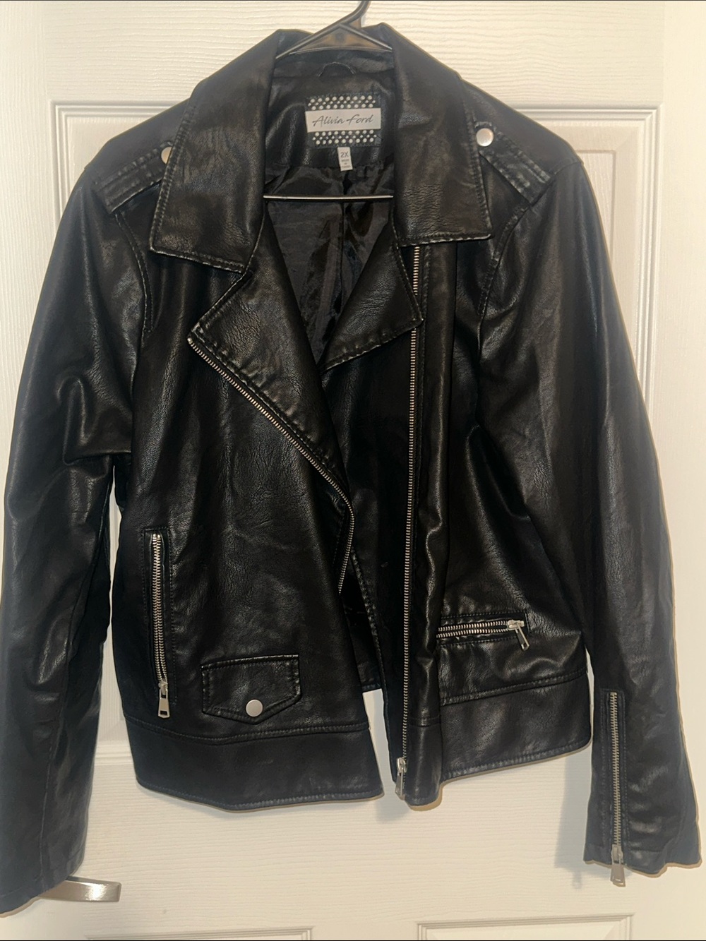 Women's Black Faux Leather Moto Jacket